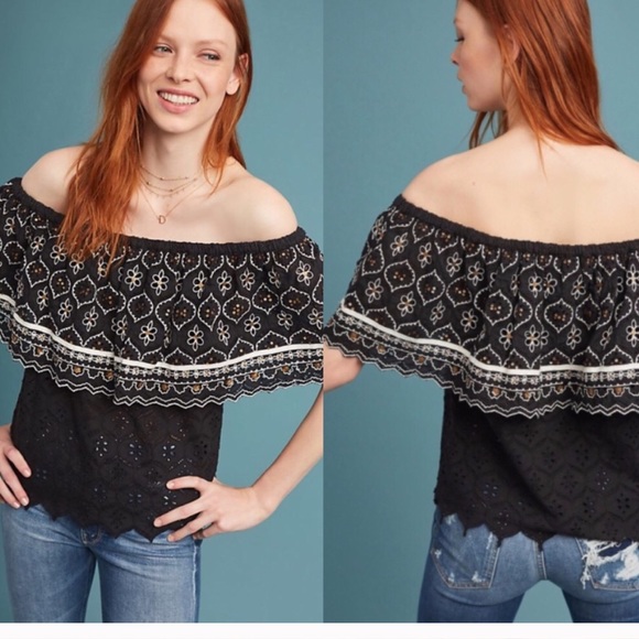 Hemant & Nandita top embroidered open shoulders - Picture 2 of 4